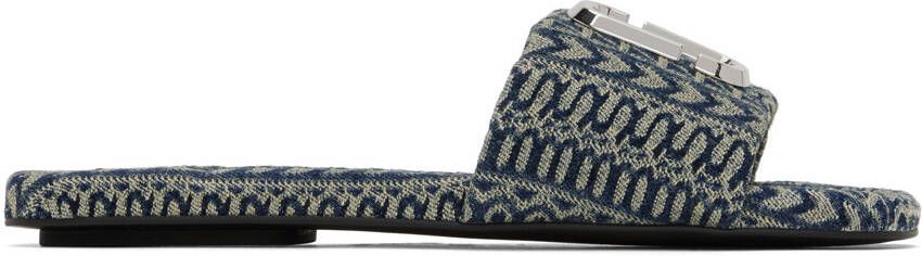 Marc Jacobs Blue 'The J Marc Washed Monogram' Sandals - Picture 5