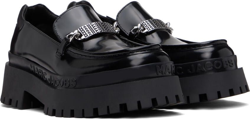 Marc Jacobs Black 'The Leather Barcode Monogram' Loafers - Picture 2