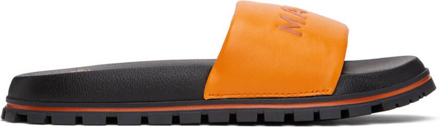 Marc Jacobs The Leather Slide logo-embossed slides Orange - Picture 5