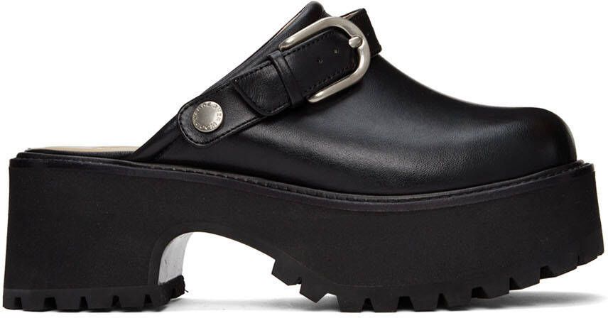 Marge Sherwood Black Leather 70s Clogs - Picture 5