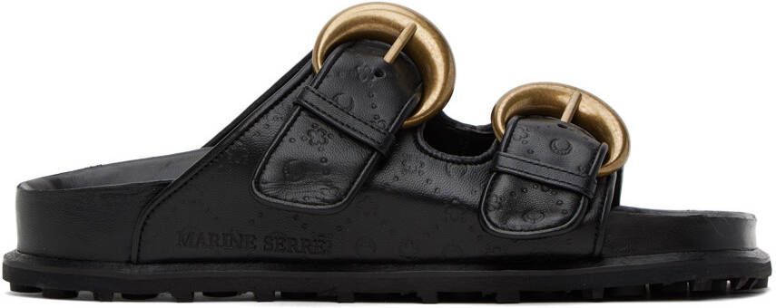 Marine Serre Black Leather Sandals - Picture 5