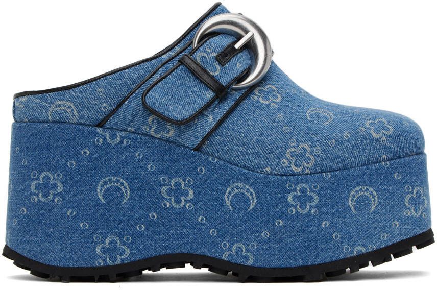 Marine Serre Blue Denim Monogram Clogs - Picture 5