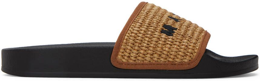 Marni embroidered-logo slides Brown