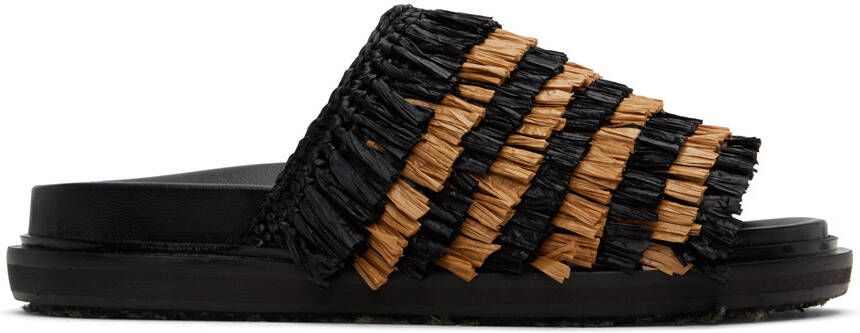 Marni Black & Beige Fringe Sandals - Picture 2
