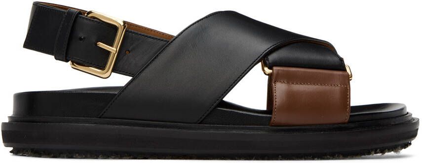Marni Black & Brown Fussbett Sandals