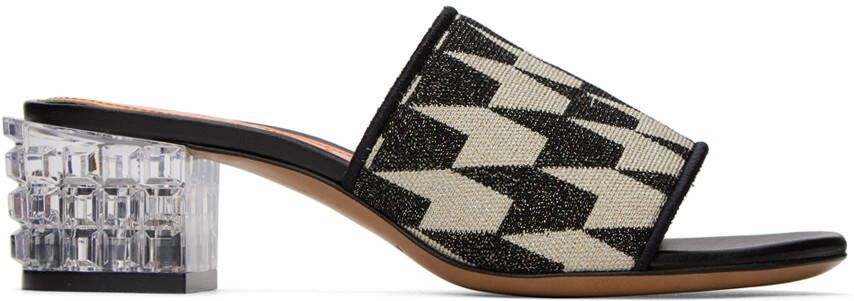 Marni Black & Off-White Jacquard Heeled Sandals