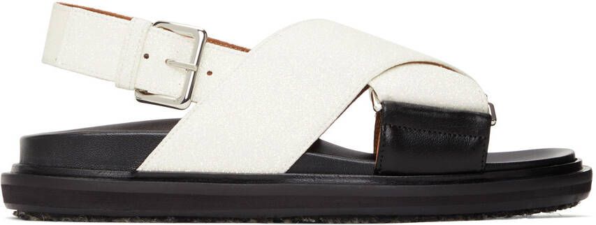 Marni Black & White Sparkly Fussbett Sandals - Picture 5