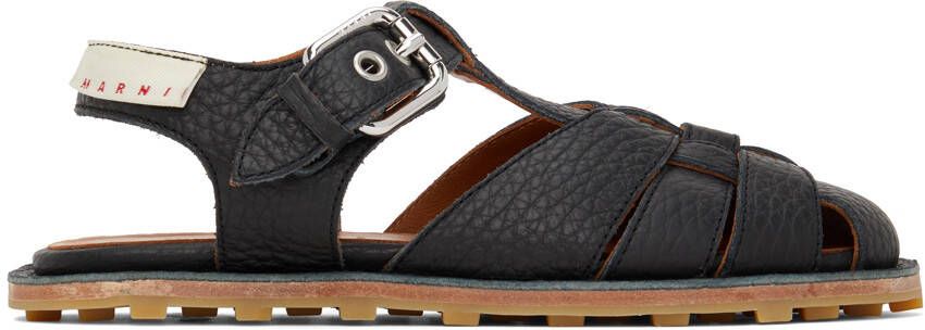 Marni Black Calfskin Fisherman Sandals - Picture 5