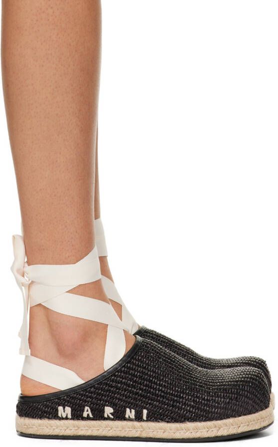 Marni Black Natural Fussbett Sabot Slides