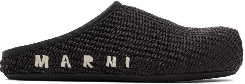 Marni Black Raffia Fussbett Sabbot Loafers - Picture 5