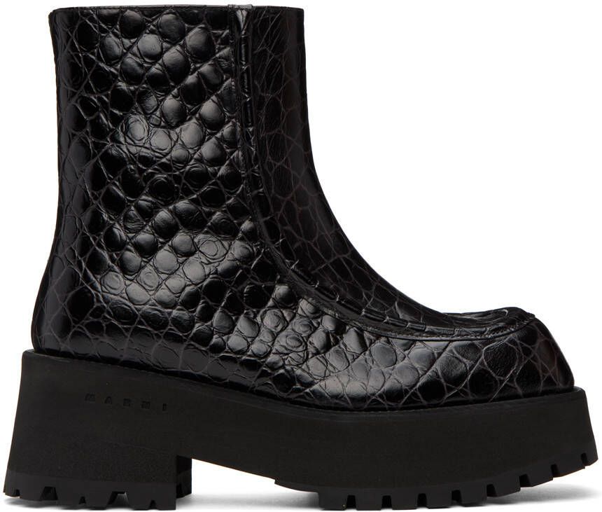 Marni Black Zip Boots - Picture 5