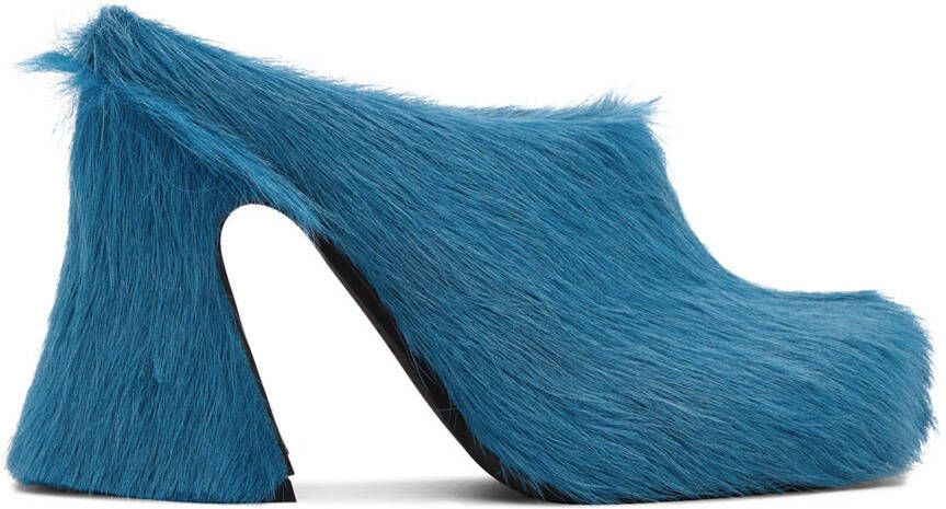 Marni Blue Calf-Hair Mules - Picture 5
