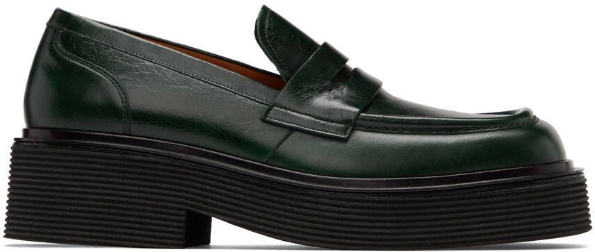 Marni Green Leather Penny Loafers - Picture 5