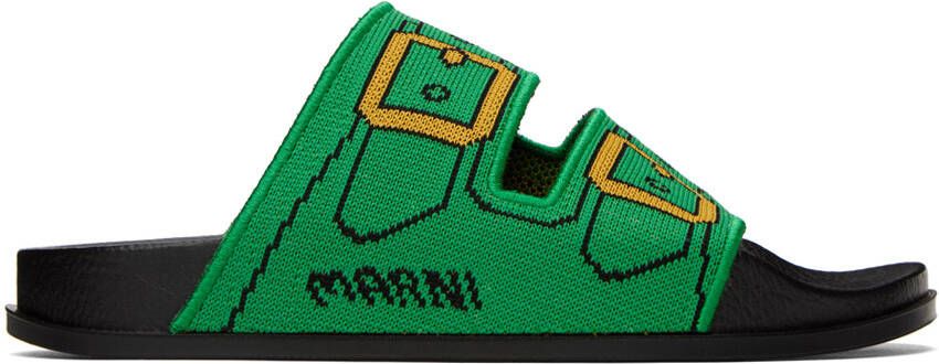 Marni Green Trompe L'oeil Sandals - Picture 5
