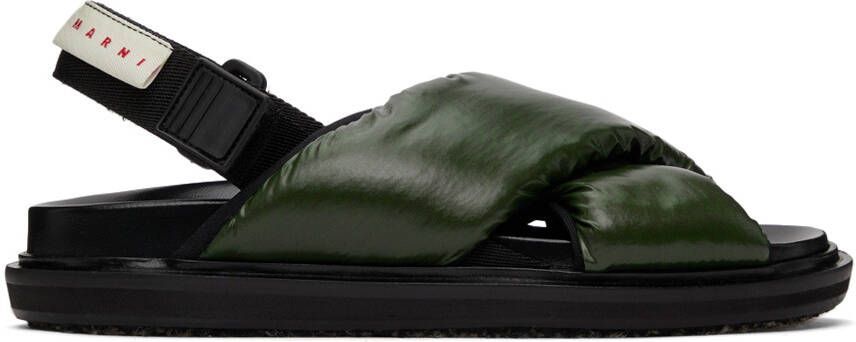 Marni Khaki Padded Nylon Fussbett Sandals - Picture 4