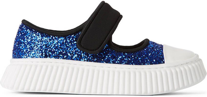Marni Kids Black & Blue Glitter Velcro Sneakers - Picture 5