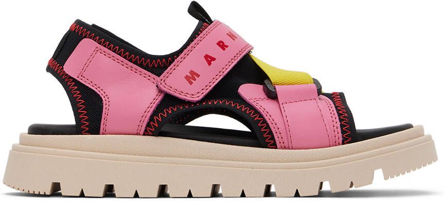 Marni Kids Black & Pink Color Block Sandals - Picture 5