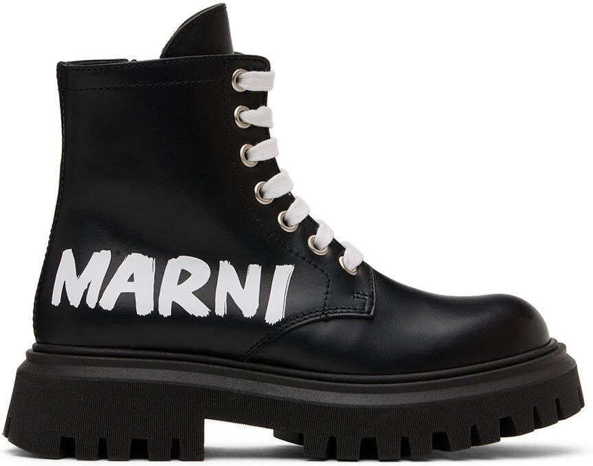 Marni Kids Black Platform Boots - Picture 4