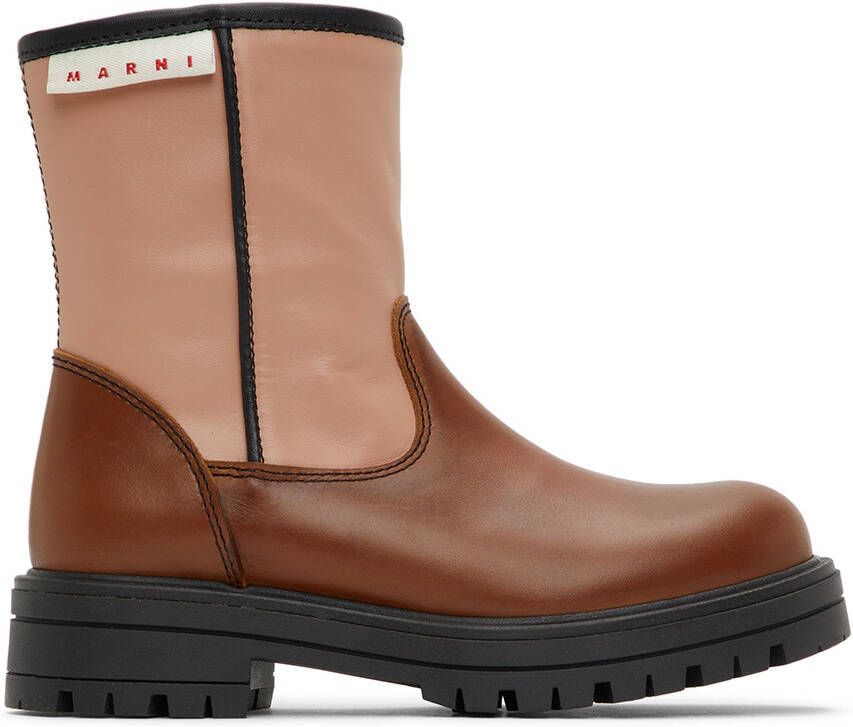 Marni Kids Brown & Pink Colorblock Boots