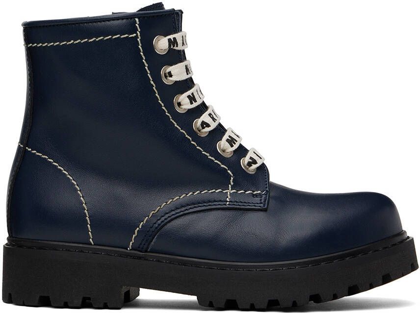 Marni Kids Navy Lace-Up Boot - Picture 5
