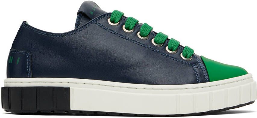 Marni Kids Navy Logo Lace Sneakers - Picture 5