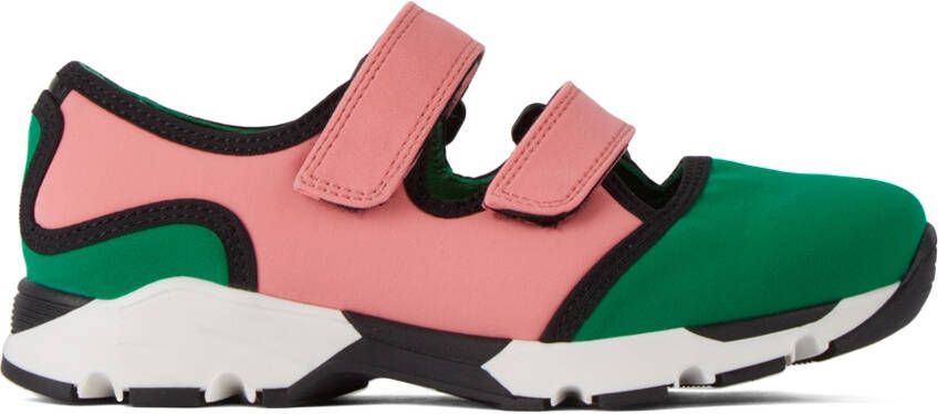 Marni Kids Pink & Green Velcro Scuba Sneakers - Picture 5