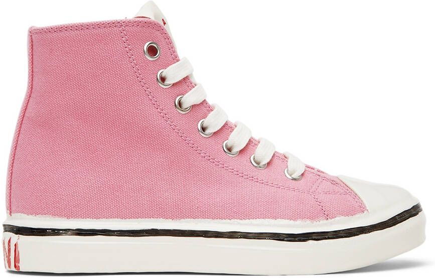 Marni Kids Pink Canvas High Sneakers
