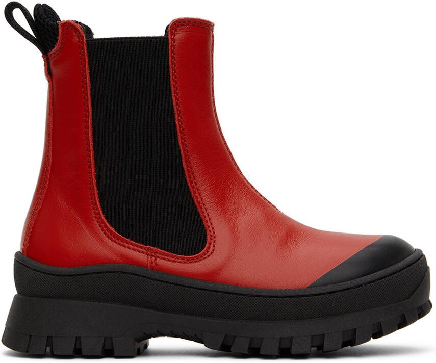 Marni Kids Red Leather Chelsea Boots
