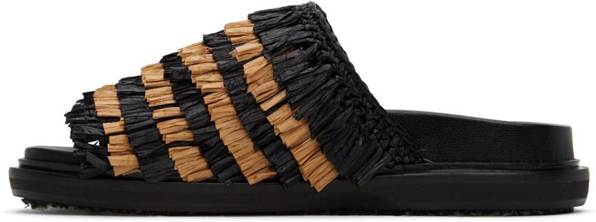 Marni Black & Beige Fringe Sandals - Picture 3