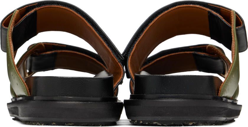 Marni Black & Green Fussbett 2 Strap Sandals