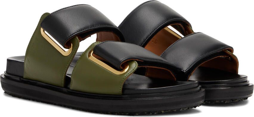 Marni Black & Green Fussbett 2 Strap Sandals - Picture 2