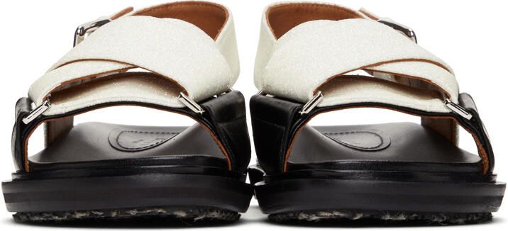 Marni Black & White Sparkly Fussbett Sandals - Picture 3