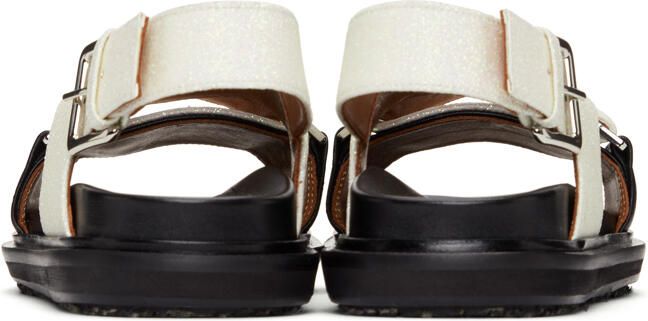Marni Black & White Sparkly Fussbett Sandals - Picture 4