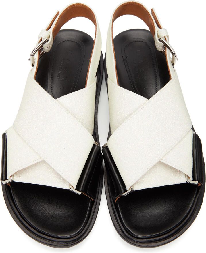 Marni Black & White Sparkly Fussbett Sandals