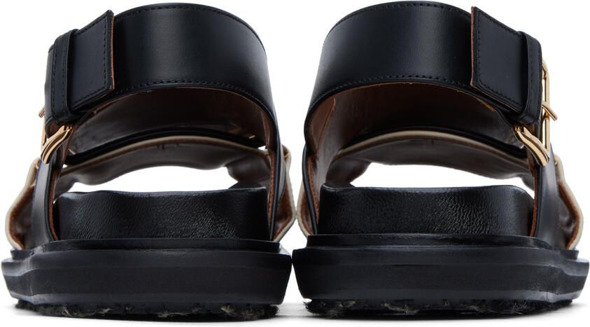 Marni Black & Off-White Fussbett Sandals