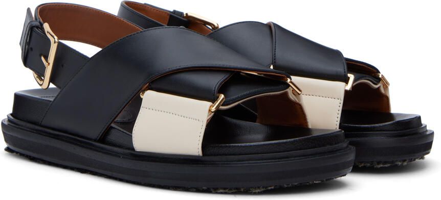 Marni Black & Off-White Fussbett Sandals - Picture 2