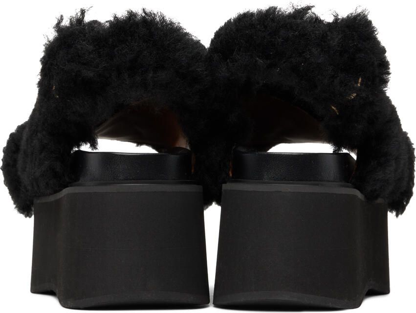 Marni Black Shearling Fussbett Platform Sandals