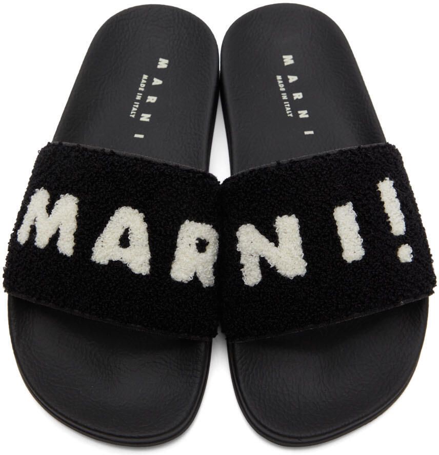 Marni Black Terrycloth Slides