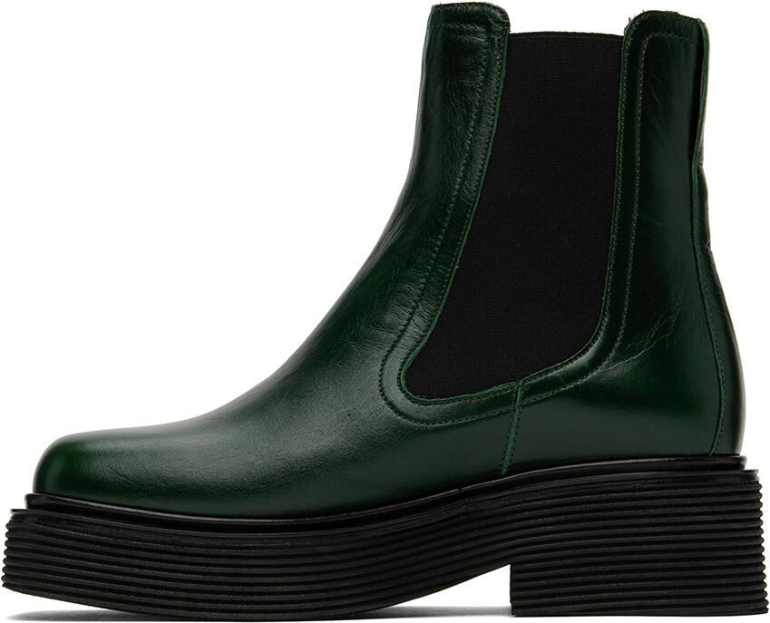 Marni Green Leather Chelsea Boots - Picture 3