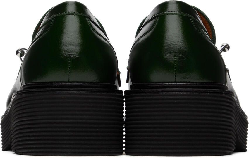 Marni Green Leather Moccasin Loafers