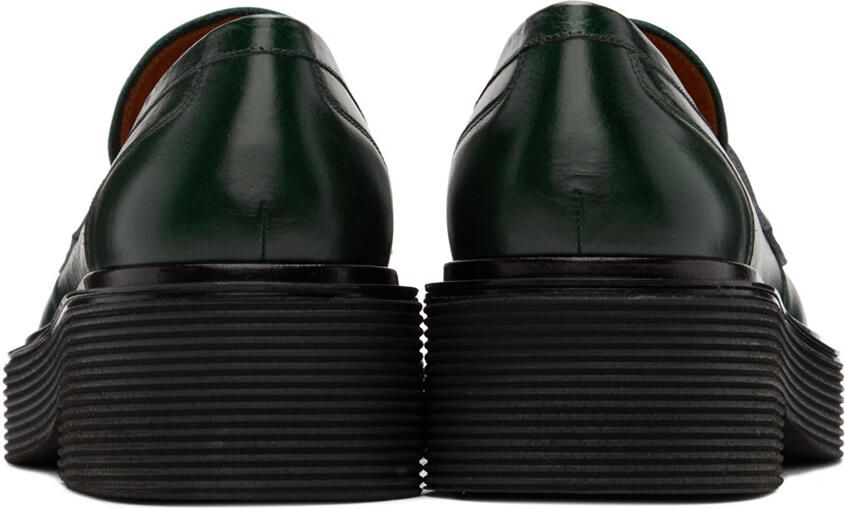 Marni Green Leather Penny Loafers