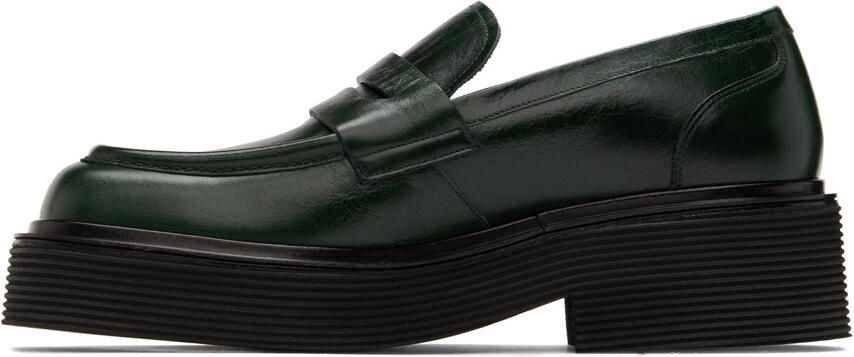 Marni Green Leather Penny Loafers - Picture 4