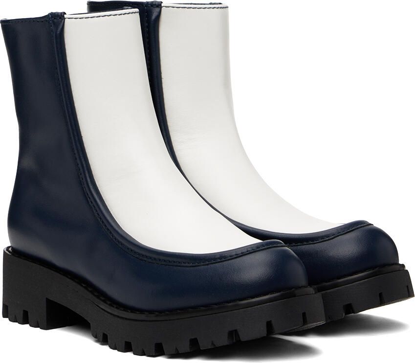 Marni Kids Navy & White Two Tone Boots - Picture 2