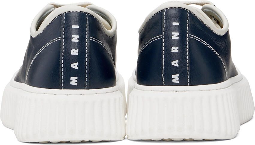 Marni Kids Navy Logo Lace Sneakers