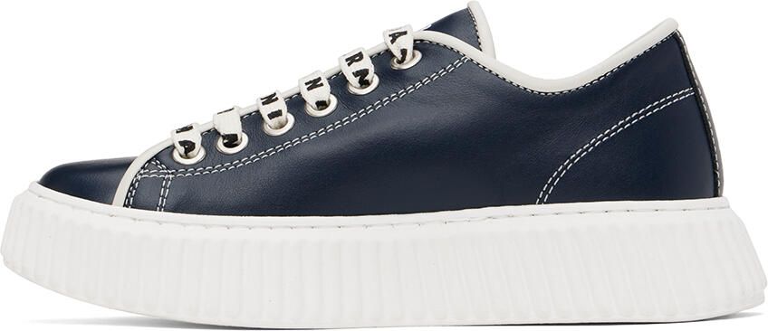 Marni Kids Navy Logo Lace Sneakers - Picture 4