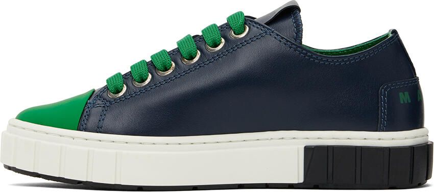 Marni Kids Navy Logo Lace Sneakers - Picture 3