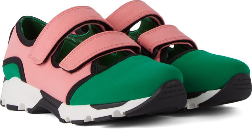Marni Kids Pink & Green Velcro Scuba Sneakers - Picture 2