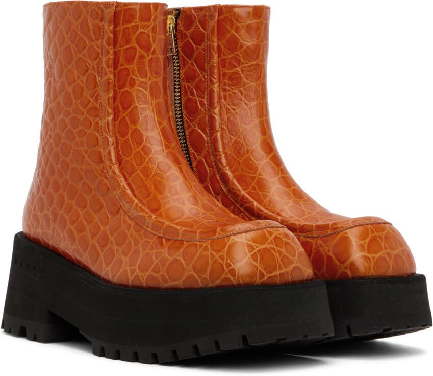 Marni Orange Zip Boots - Picture 2