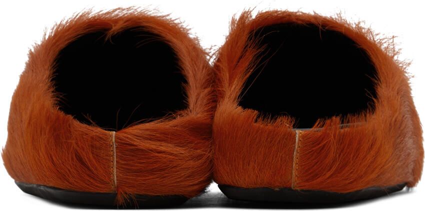 Marni Red Calf-Hair Fussbett Sabot Loafers