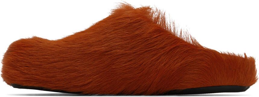 Marni Red Calf-Hair Fussbett Sabot Loafers - Picture 4